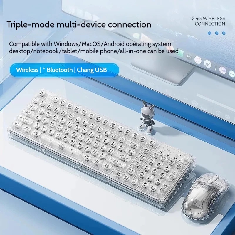 Keyboard Gaming Transparent - Прозрачный беспроводной Bluetooth-комплект клавиатуры и мыши