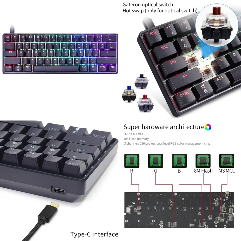 Gaming Keyboard Mini - Механическая игровая клавиатура Dropshipping Skyloong GK61